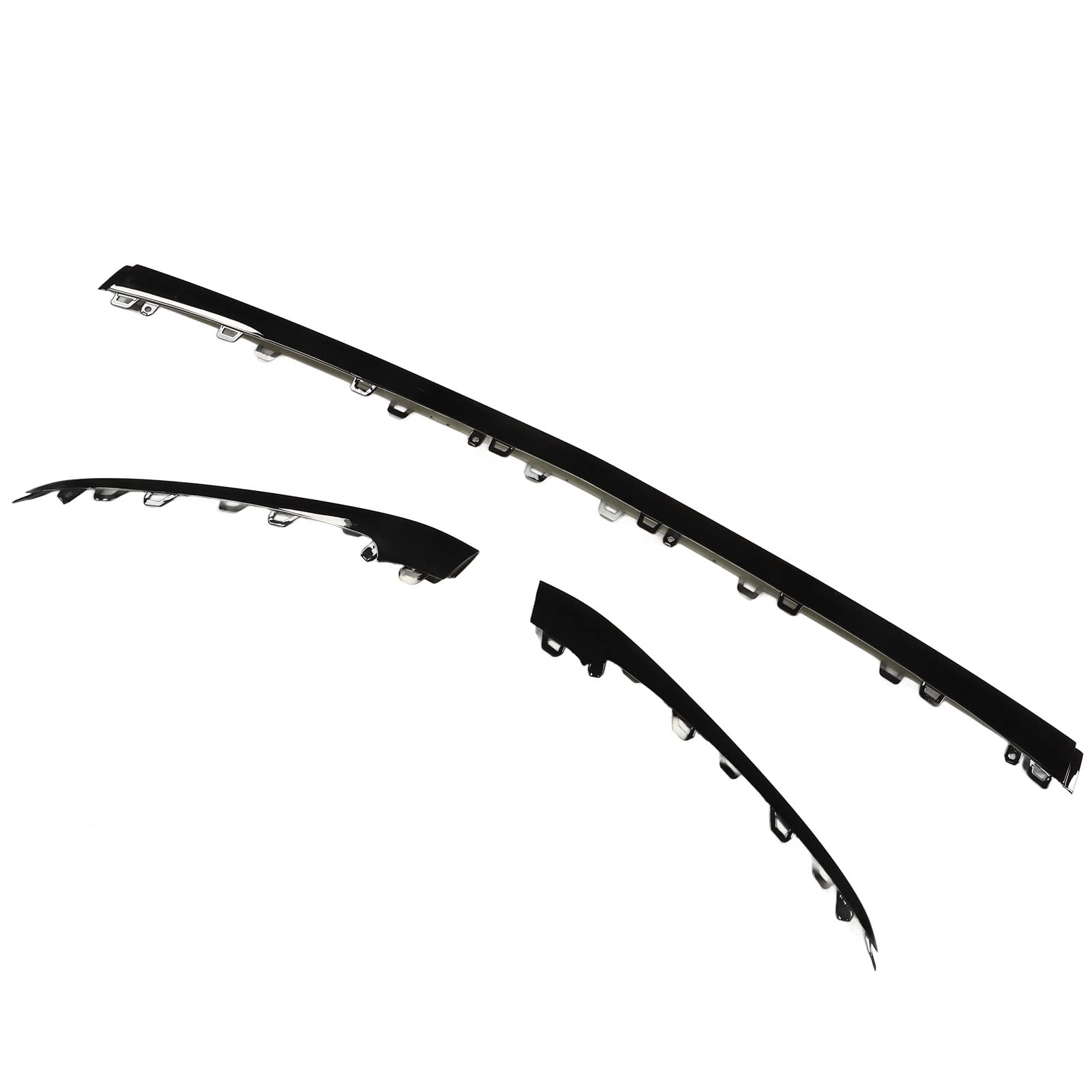 3 szt. Dolne Wykończenie Przedniego Zderzaka w Kolorze Czarnym Błyszczącym dla Klasy S W222 V222 Afit dla MG Line Facelift 2018-2020 Pakiet Nocny ABS + PC do Stylizacji Zewnętrznej Samochodu
