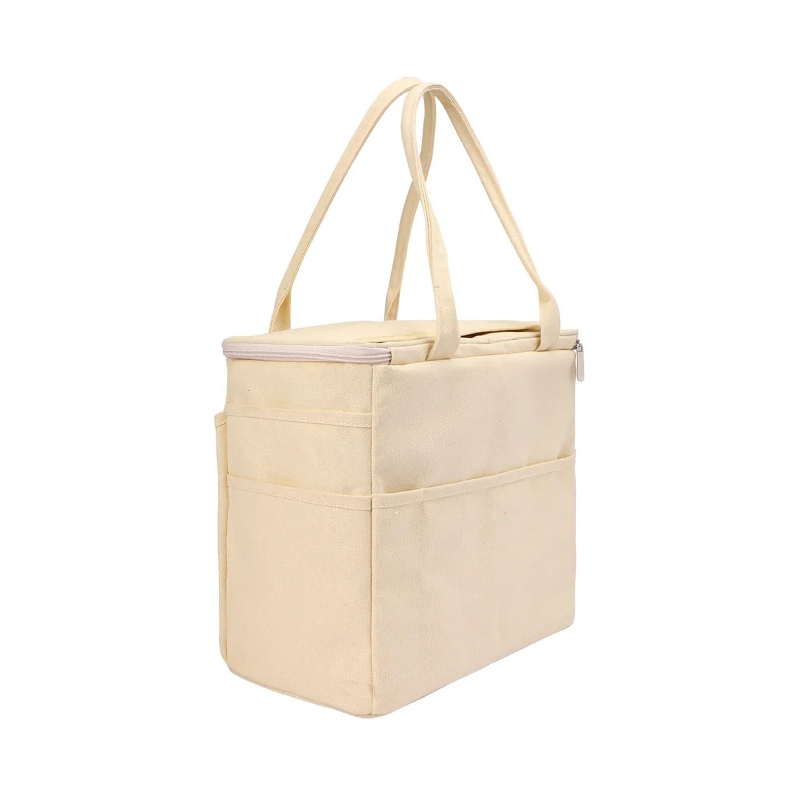 Yarn Storage Bag Organizer-Garn-Aufbewahrungstasche mit großer Kapazität, solide Häkeltasche mehrschichtigen Taschen for Haken und Stricknadeln(Beige)