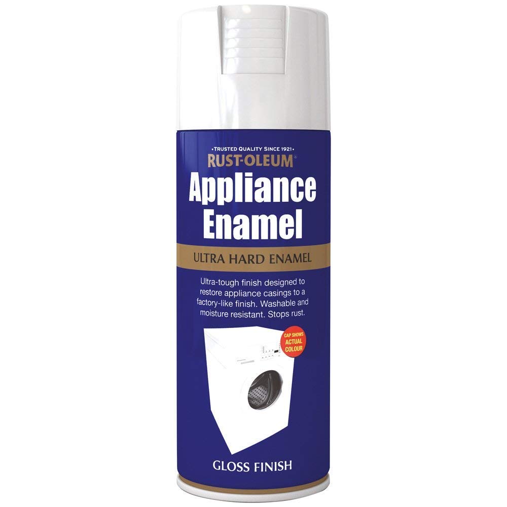 Rust-Oleum Appliance Enamel Spray Paint Aerosol, Gloss White 400ml - Washing Machines, Tumble Dryers, Fridges, Freezers, Dishwashers