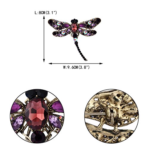 Image of EVER FAITH Dragonfly Teardrop Brooch Pin Austrian Crystal