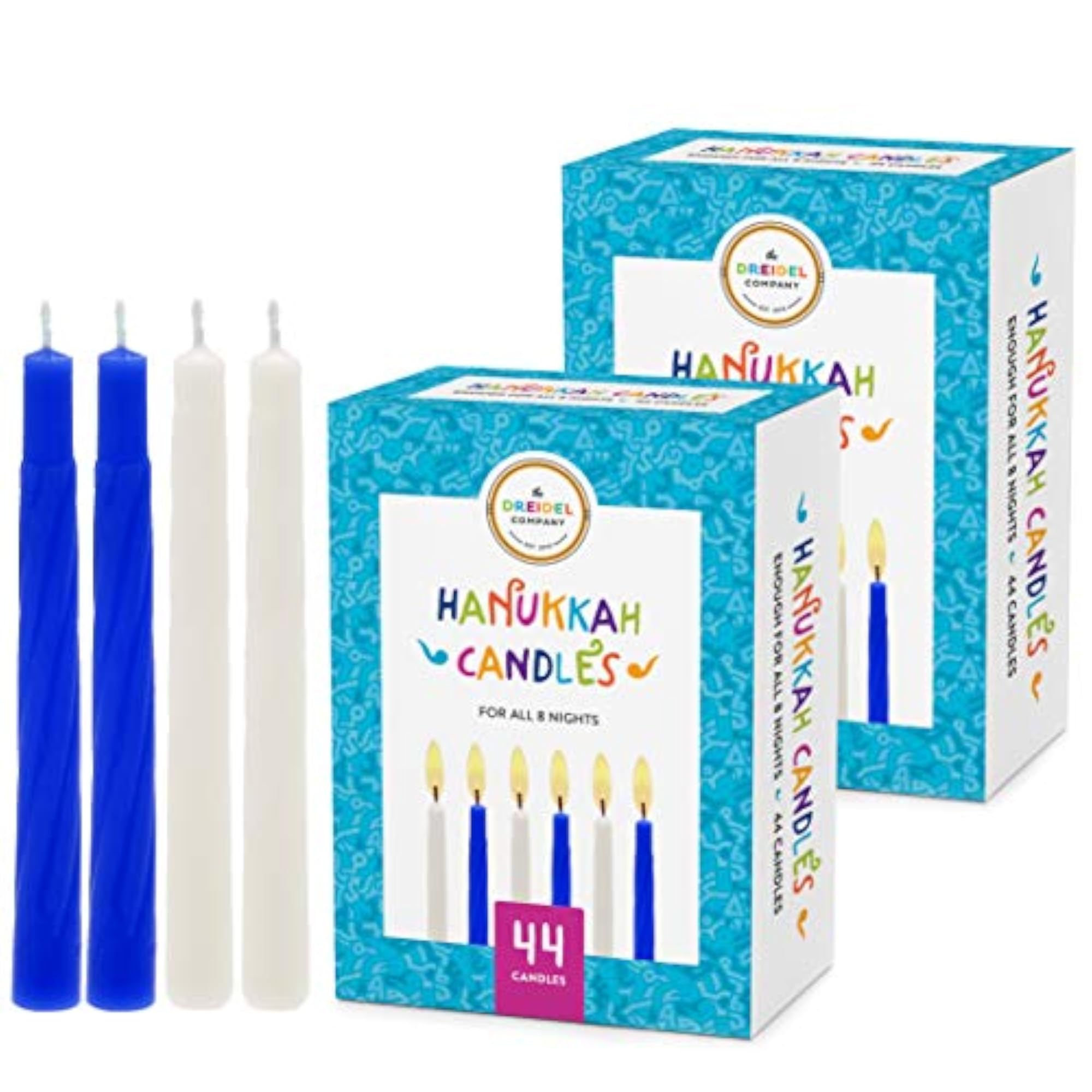 Menorah Candles Chanukah Candles 44 White and Blue