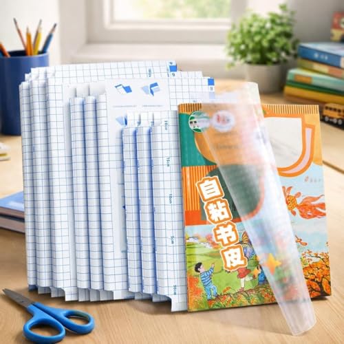 Image of Transparent Self-Adhesive Book Cover Film Sheets - 30 PCS Waterproof Book Protection Sticker Set (10 Each of 3 Sizes) | Easy Peel & Stick Cover for Textbooks, Notebooks, Registers & Office Books (60)
