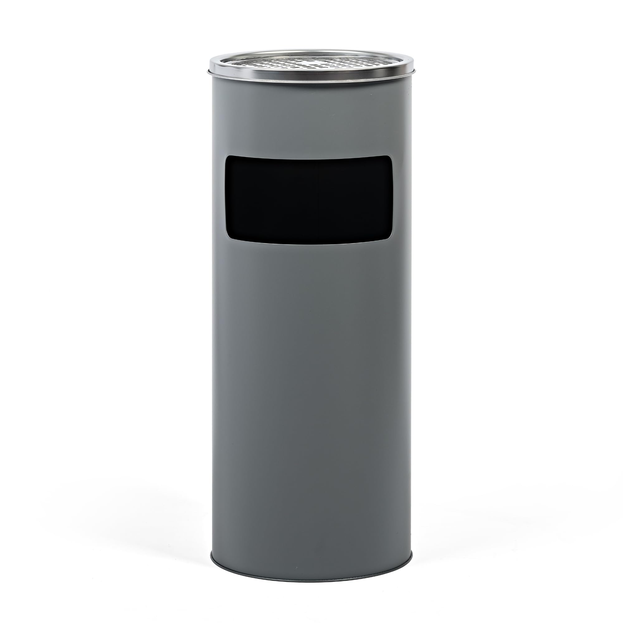 EVRE Stainless Steel Standing Grey Ashtray Cigarette Bin Outdoor Indoor Rubbish Bin with Inner Bucket 17L (Grey)