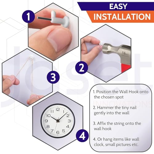 Image of Innovations Wall Mounting Nails /Hooks (Regular-Small) - Multi Purpose, Non-Trace Invisible, No Drill Installation for Hanging Light Weight Photo Frames, Wall Clocks, Keys - Pack of 100 Pieces