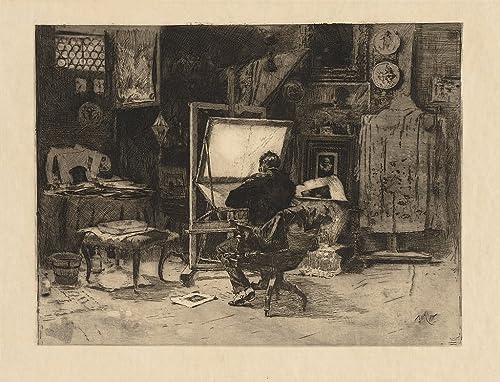 Peinture Robert Frederick Blum l'aquafortiste toile abstraite de 60x90cm pour chambre