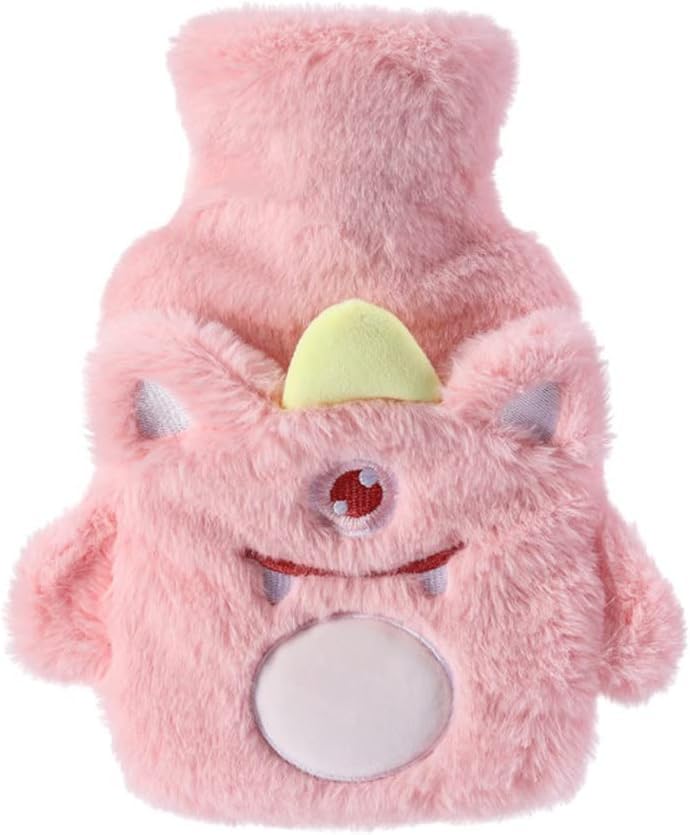 Hot Water Bottle Rubber with Monster Soft Cover (1000ML) Classic Hot Water Bag for Pain Relief, Cramps, Neck, Shoulders Pain, Relieve Stress, Hot Cold Pack and Feet Warmer (Multi)