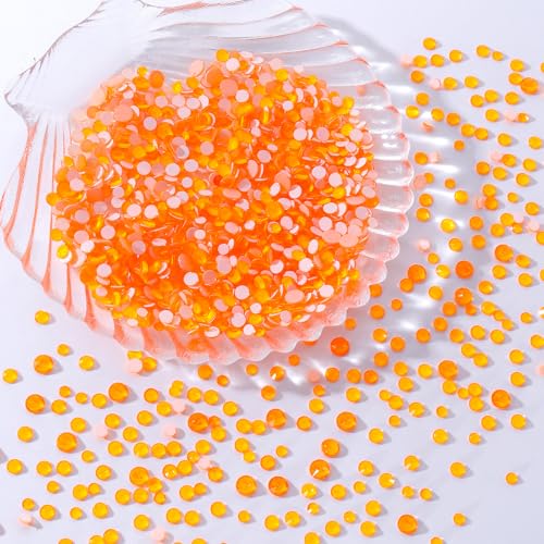 Image of Neon Orange Flatback Rhinestones, Glass Rhinestones for Nail Art and Craft, Glue Fix, Loose Crystal Gemstones(Neon Orange, SS8, 1440pcs, 2.3-2.5mm)