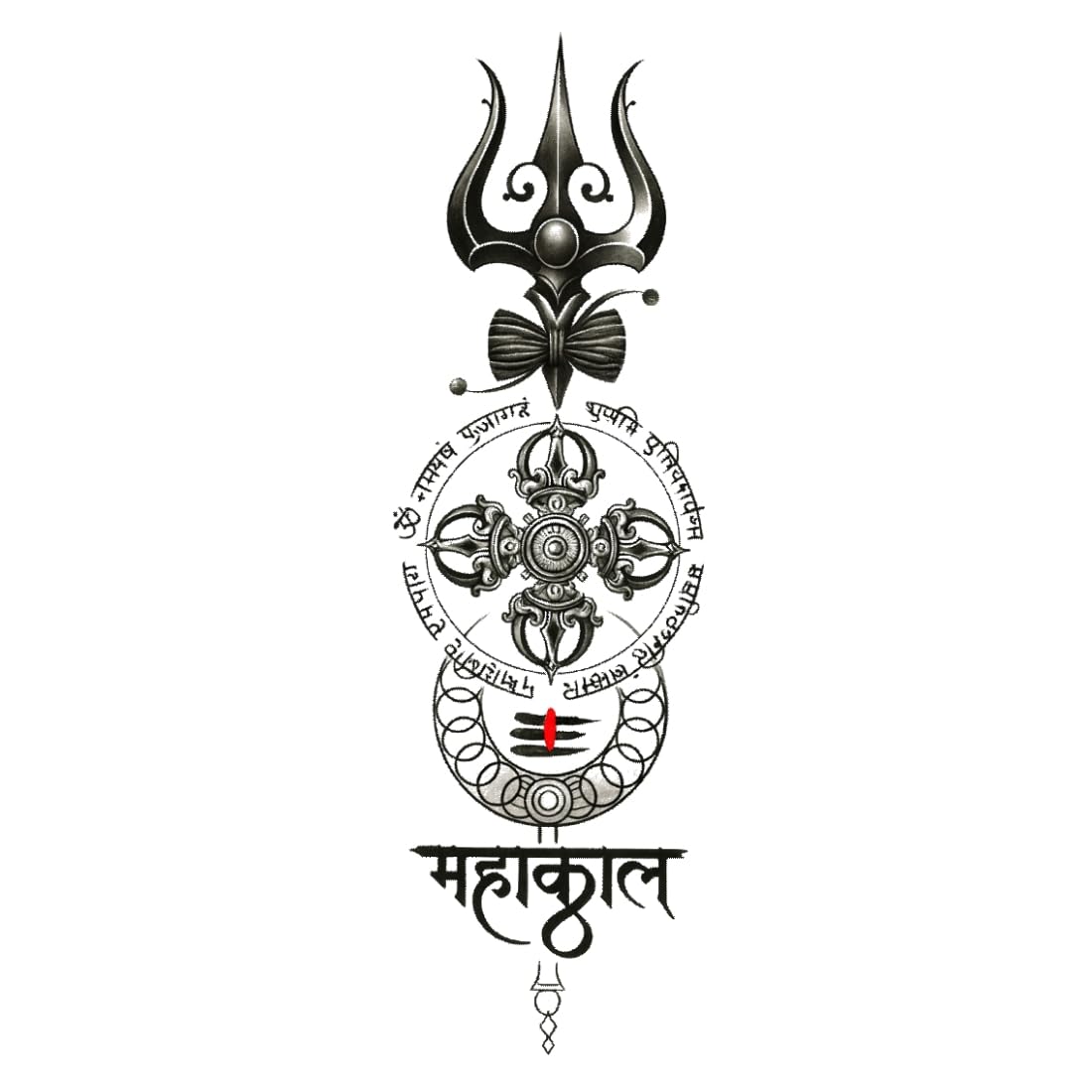 Trishul, The "Om" Symbol, And The Word Mahakal, Which Is A Name For Lord Shiva Design Temporary Tattoo Sticker For Male & Female Waterproof-image-12