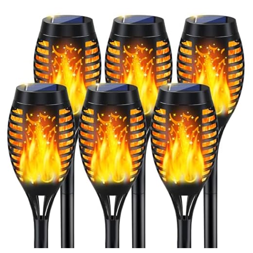 Staaricc 10Pack-12LED Solar Lights Outdoor, Solar Tiki Torches with Flickering Flame for Halloween&Christmas, Waterproof Festive Decoration&Romantic Landscape Lights for Garden Pathway-Auto On/Off