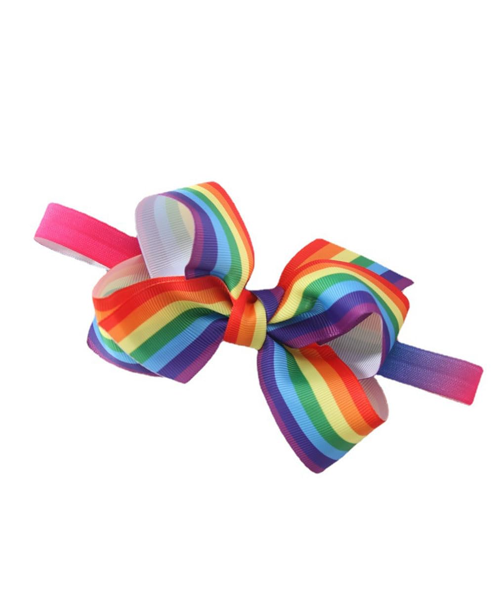 BBTDIN Baby Rainbow Headband Turban With Bow Girls Rainbow Hair Band Bowknot JBC19 (E1-Hair Band)