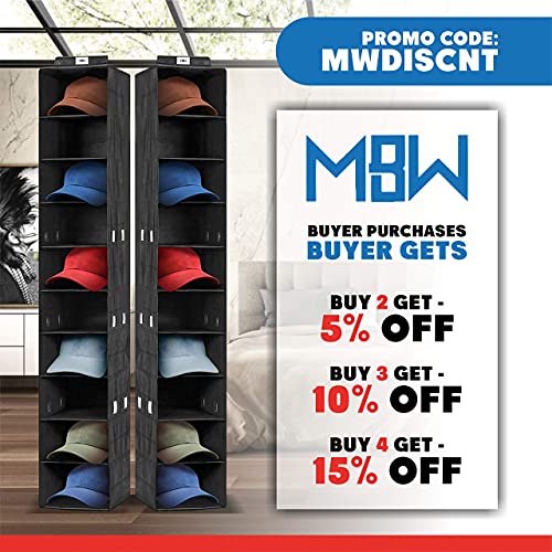 M&W Hat Racks For Baseball Caps – Height Adjustable Hat Organizer For Baseball Caps Closet - Protect, Store Organize Your Caps From Creases With The Multi-Use Cap And Hat Holder Organizer #TOP1