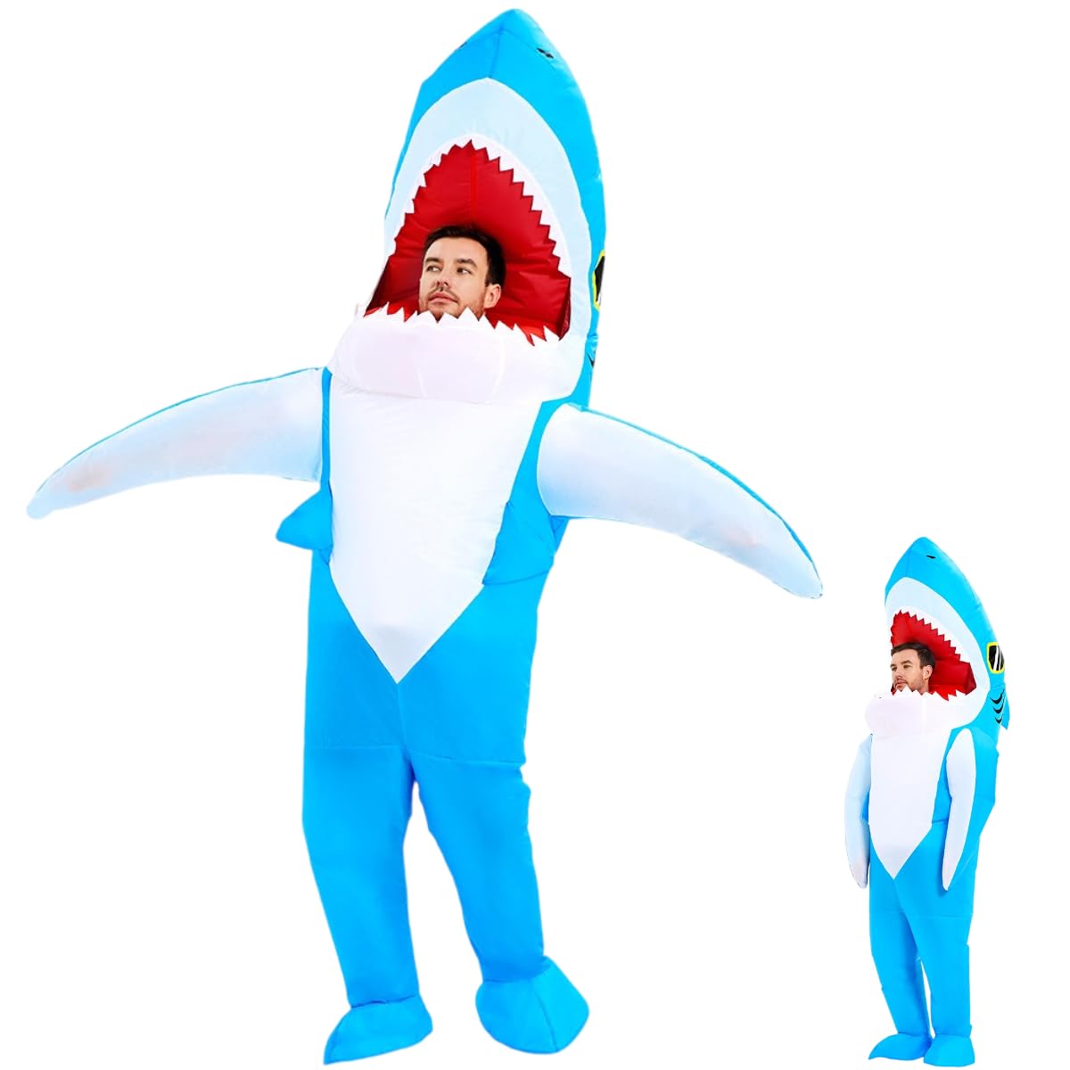 Little Bean Costume gonfiabile da squalo per adulti, divertente costume da festa per adulti