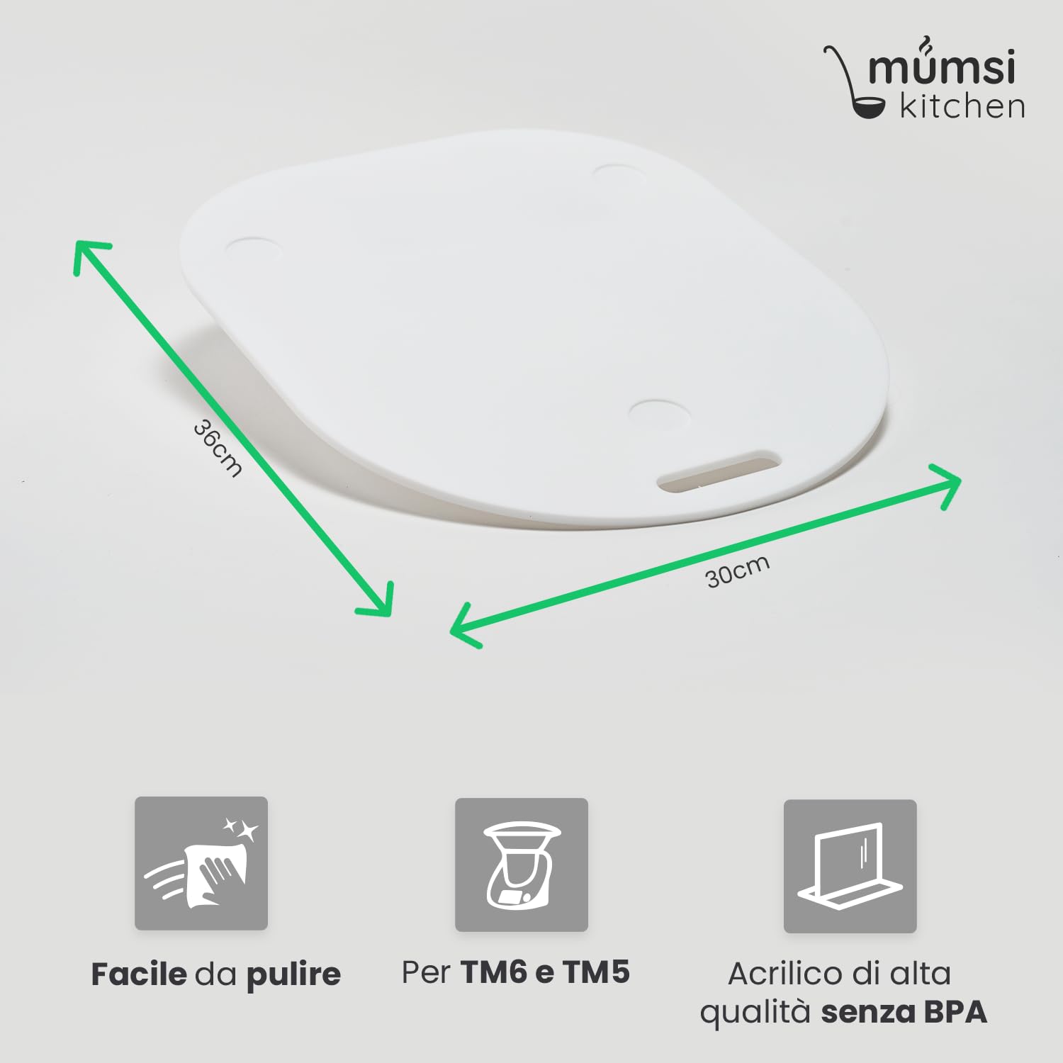 Tavola scorrevole per Thermomix TM6 & TM5 in bianco - tavola scorrevole in vetro acrilico di alta qualità - facile da spostare e tenuta sicura - accessorio per Vorwerk