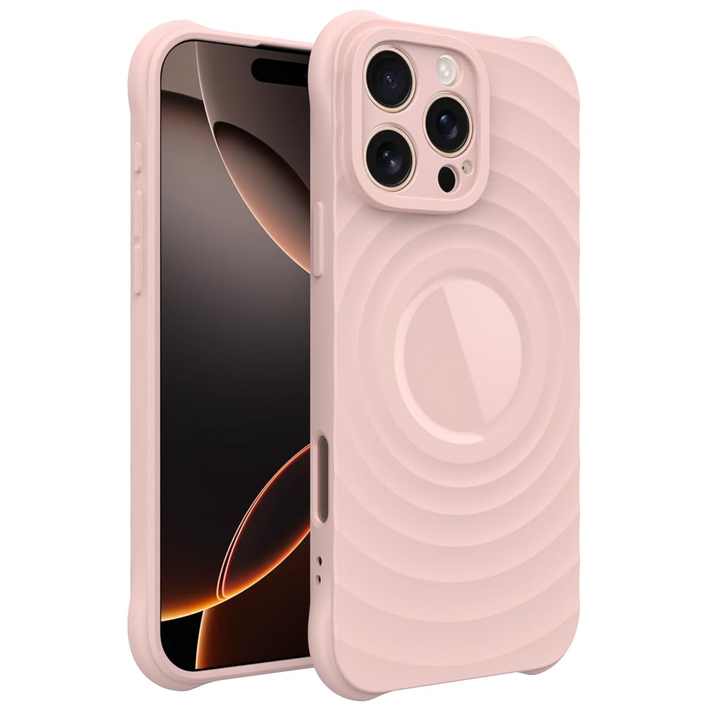 GUNPRIO Case for iPhone 14 Pro, Thin Slim Stylish Ripple Pattern Design, iPhone 14 Pro Protective Cover 6.1 inch, Pink