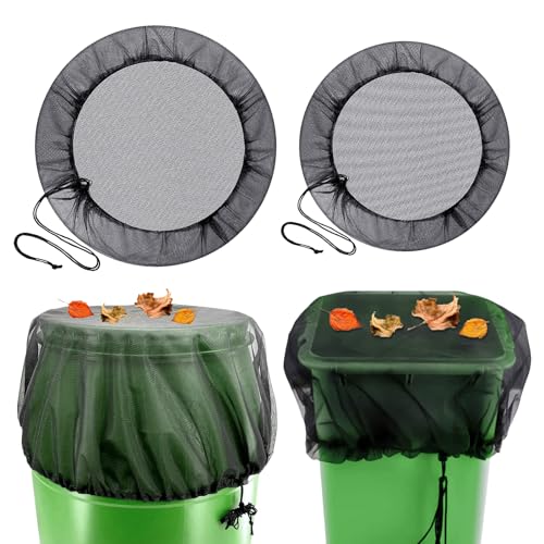 MOSTFUN 2 Stück Regentonnen Netz, Verstellbares Regentonnen Schutznetz mit Zugkordel Regenwassersammler NetzRegenfass Netzabdeckung Schutz vor Laub Insekt (Ø95cm & Ø100cm)