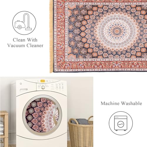 Image of Linen Basics 5 x 7 Feet 3D Multi Printed Vintage Mandala Carpet Rug Runner and Carpets for Bedroom /Living Area /Home with Anti Slip Backing (Multi Floral, 5x7 Feet)