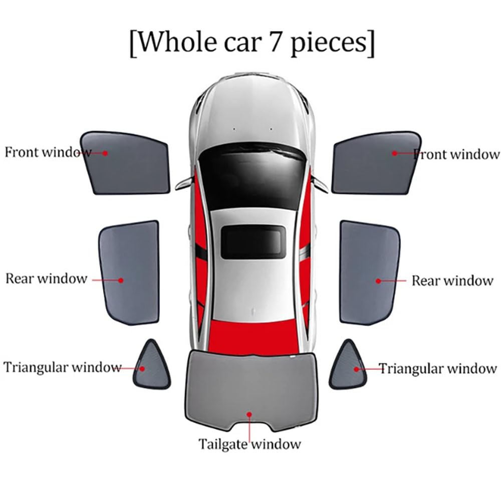 Tendine Parasole Auto per MG ZS EV SUV 2017-2023, Finestrini Laterali Posteriore Tende Oscuranti Vetri Block Raggi UV Protegge Bambini e Animali,Whole Car 7PCS