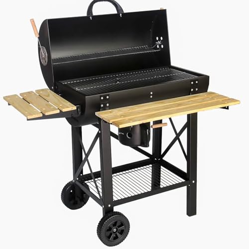 Barbecue A Carbone Con Coperchio E Ripiani Laterali BBQ Grill