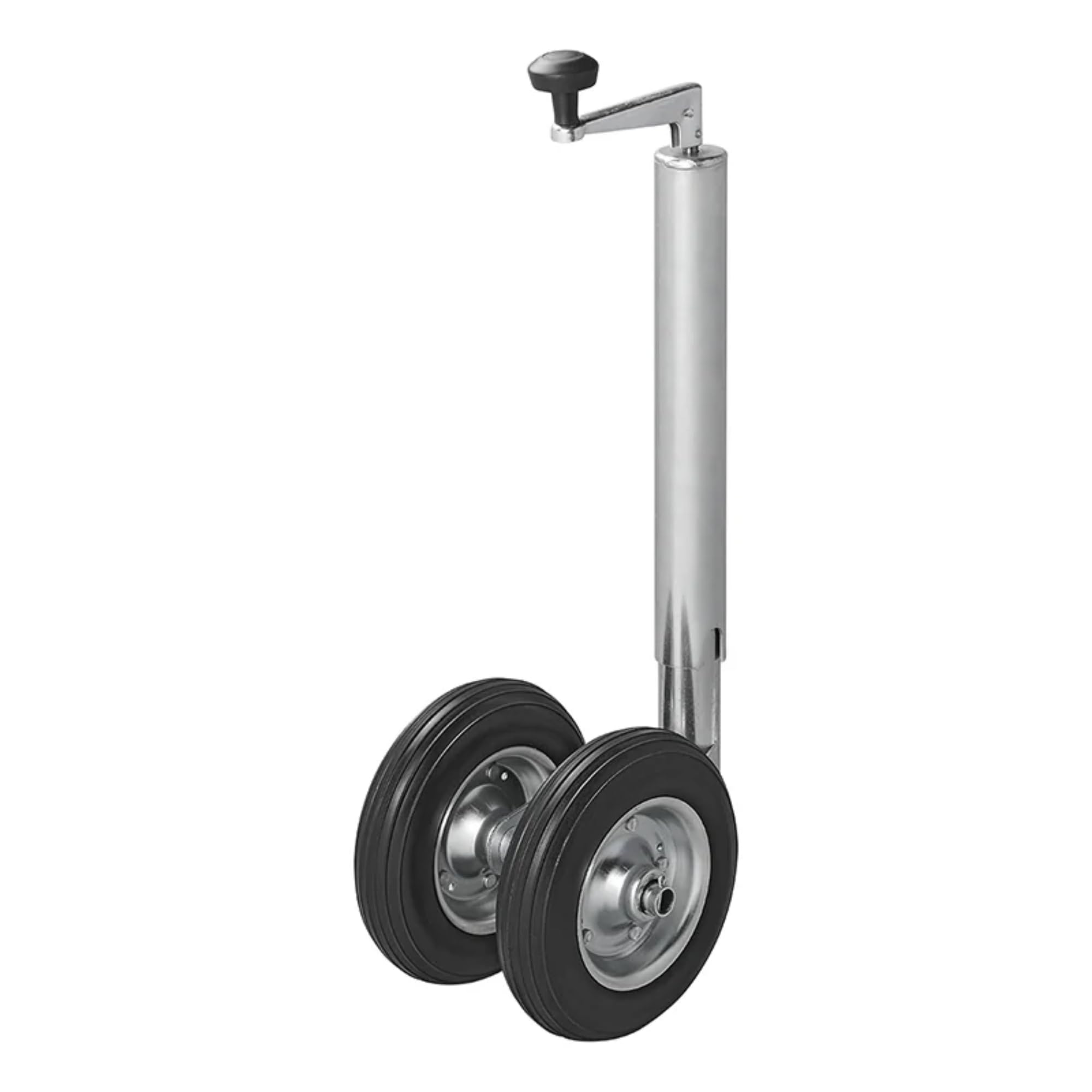 ProPlus Roue Jockey Double Ø48 mm – pour remorque et Caravane – Roues Pleines PU Ø200 x 50 mm – Argent