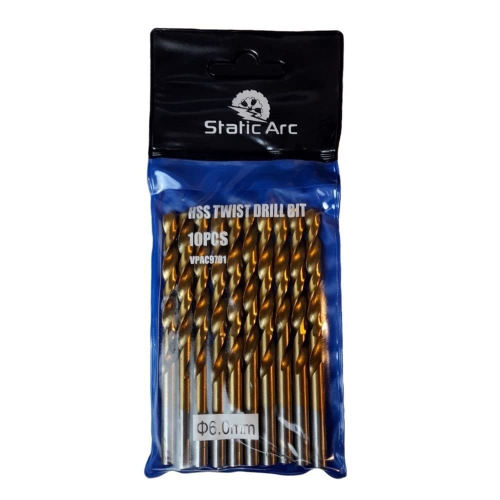 10x HSS Titanium Coated Drill BIT Set Pack Steel Wood Plastic 1/2/3/4/5/6mm (6mm)