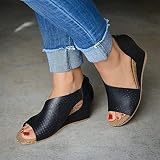 Damen Plateau Pantoletten mit Keilabsatz Sandalette Praktische Badelatschen Elegante Sommerschuh Casual Böhmen Schuhe rutschfest Strandsandalen Bequem Damenschuhe Freizeitschuhe