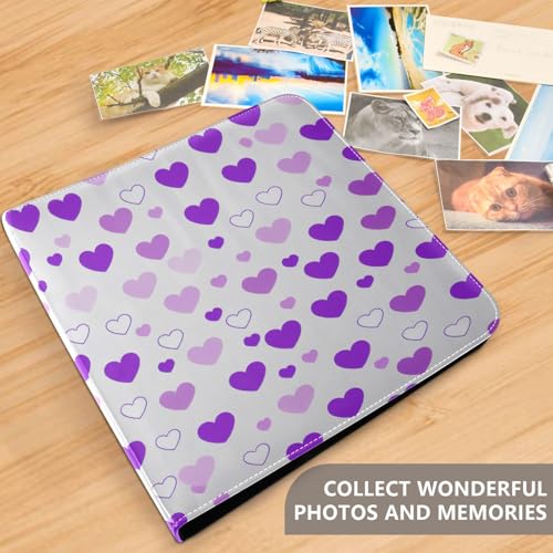 Álbum de fotos adhesivo DIY Scrapbook corazón violeta amor Día de San Valentín 3 anillos 40 páginas 8x10 para recuerdos miniatura 5