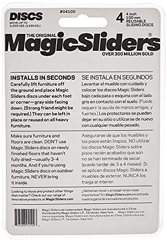 Magic Sliders 4100 Series 4Pk 4" Rnd Sliding Disc, 1, Blue #TOP4