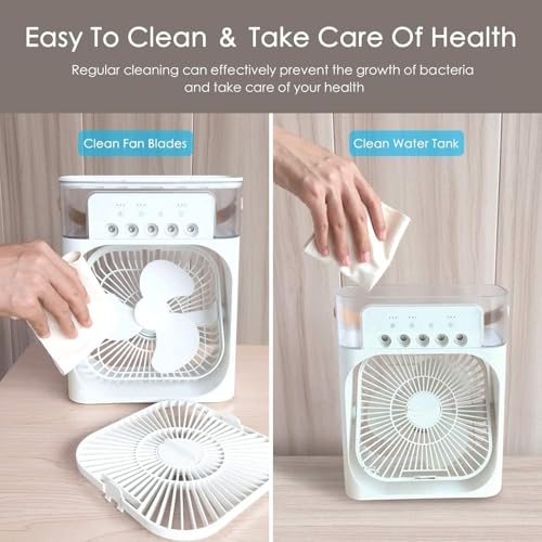 Portable Air Cooler Fan with Water Tank & USB Power - Mini Personal Evaporative Cooler with 3 Speeds, Mist Humidifier, LED Light, Quiet Cooling for Home, Office, Bedroom (MultiColor) view 2