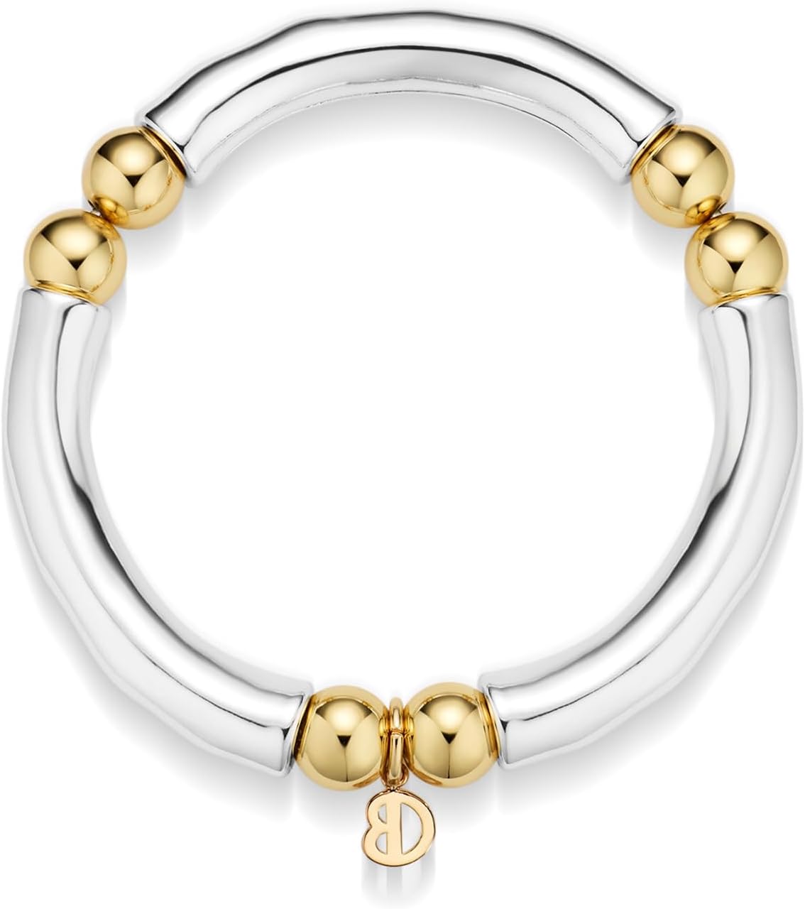 COBI Two Tone Bracelets for Women, 18K Gold & Sterling Silver Plated Bead Bracelet, Link & Tube Designs, Chunky Adjustable Bangles, Trendy Fashion Jewelry Gift