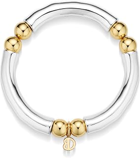 COBI Two Tone Bracelets for Women, 18K Gold and Silver Plated Mixed Metal Bracelet, Chunky Adjustable Bangles, Trendy Fashion Jewelry 7"/7.5"/8"