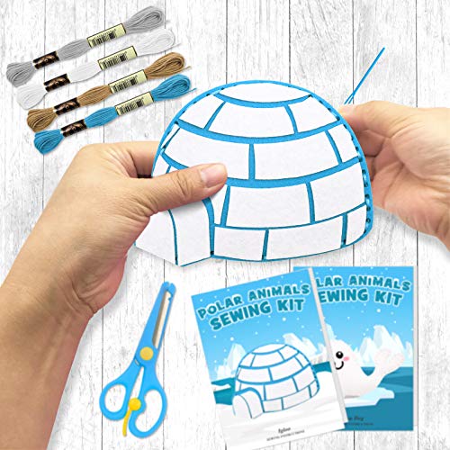 Ciyvolyeen MQ-1125 Polar Animals Sewing Kit For Kids Make Your Own Winter Polar Animals Felt Plush Craft Kit Includes 14 Creative Projects To Sewing Beginners Fun Diy Educational Gift thumb #5