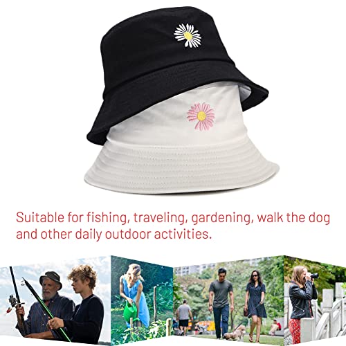 Image of Cotton Bucket Hat for Women Men Summer Travel Sun Beach Bucket Cap, Unisex Outdoor Fisherman Hat
