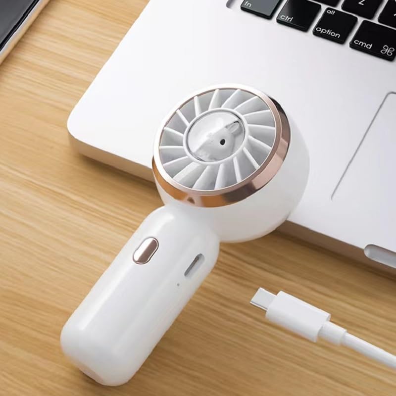 Przenośny ręczny wentylator, 2 Szt. Mini Wentylator Przenośny, 3 Kolory, Uroczy Wentylator Ręczny Z 3 Prędkościami I Ładowaniem Przez USB(Blue)