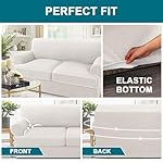 Turquoize 3 Piece T Cushion Sofa Slipcovers Stretch Couch Cover Furniture Covers with 2 Individual T Cushion Covers, Machine Washable (2 Cushion Sofa, Ivory) - Image 4