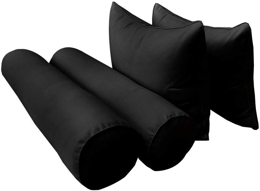 Prolinemax Style 4 Pillow & Bolster Cushion for Outdoor Indoor Daybed Porch Swing Bed Crib Size Piped Trim AD109 | Covers ONLY |
