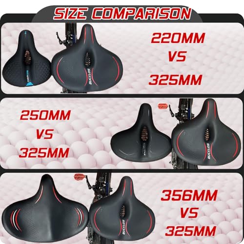 Image of BUCKLOS Wide Bike Seat for Men Women Ebike Seats Comfort Extra Large Comfortable Bicycle Seats Saddle for Ebike /Crusier /Exercise /Peloton Bike