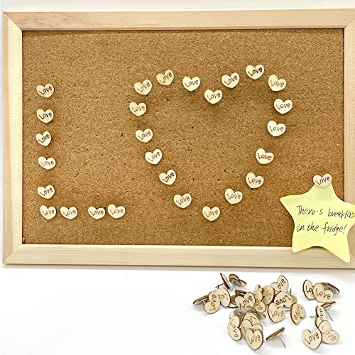 100 Pcs Wood Love Shape Push Pins Cute Decorative Thumbtacks For Photo Wall Maps Memo Note Bulletin Board In Offices Schools Public Place #TOP4