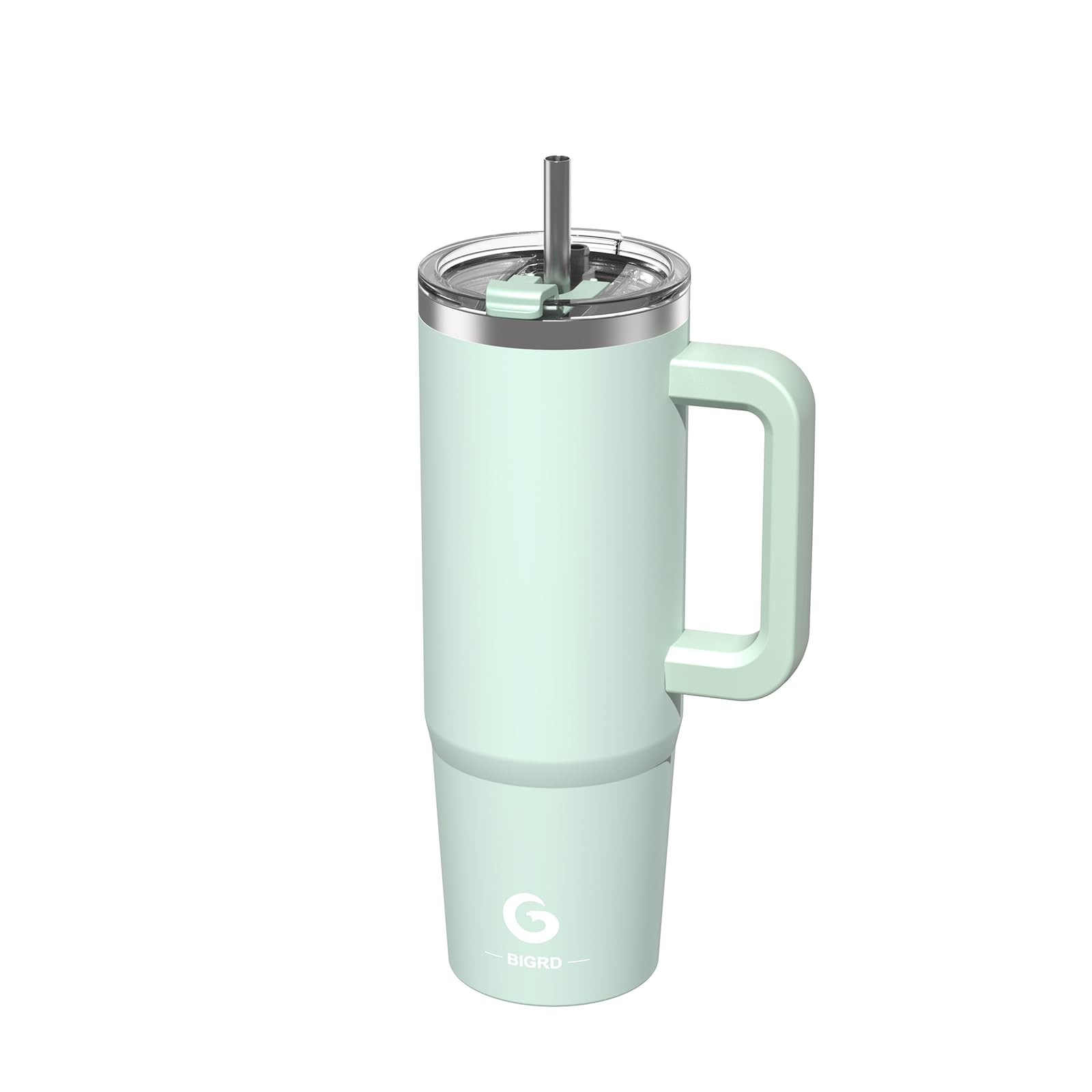 BIGRD 890ml Insulated Coffee Cup Travel Mug Double-Walled Stainless Steel Vacuum Leak-Proof Drinking Cup with Handle and Straw Thermal Tumbler,Seafoam
