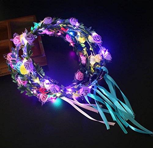 Cerchietto con fiori di corna di cervo a LED per feste a tema