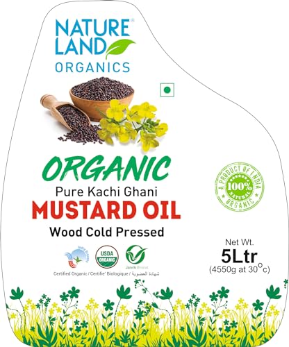 Image of Natureland Organics Mustard Oil Jar, 5 L & Arhar / Toor Dal 500 Gm - Organic Healthy Pulses