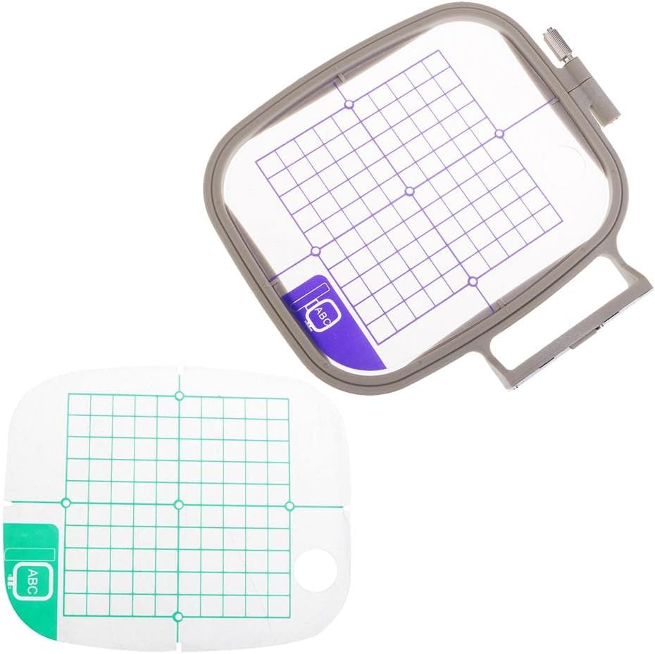 Multifunction Embroidery Frame Hoops for PE700 PC8500D PE780D Sewing Machine Parts | Adjust to Variety of Fabrics | Accurate Alignment Grid | DIY Sewing - Beige, Middle