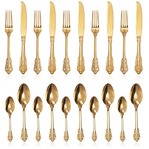 ZCF-24-Piece-Gold-Flatware-Silverware-Set1810-Heavy-Duty-Stainless-Steel-Flatware-Service-for-6Cutlery-Include-KnifeForkSpoonCoffee-SpoonMirror-Polished-Dishwasher-Safety ZCF 24 Piece Gold Flatware Silverware Set1810 Heavy Duty Stainless Steel Flatware Service for 6Cutlery Include KnifeForkSpoonCoffee SpoonMirror Polished Dishwasher Safety