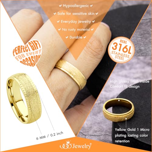 555Jewelry 4mm Sandblast Stainless Steel CZ Wedding Band Ring for Women & Men4