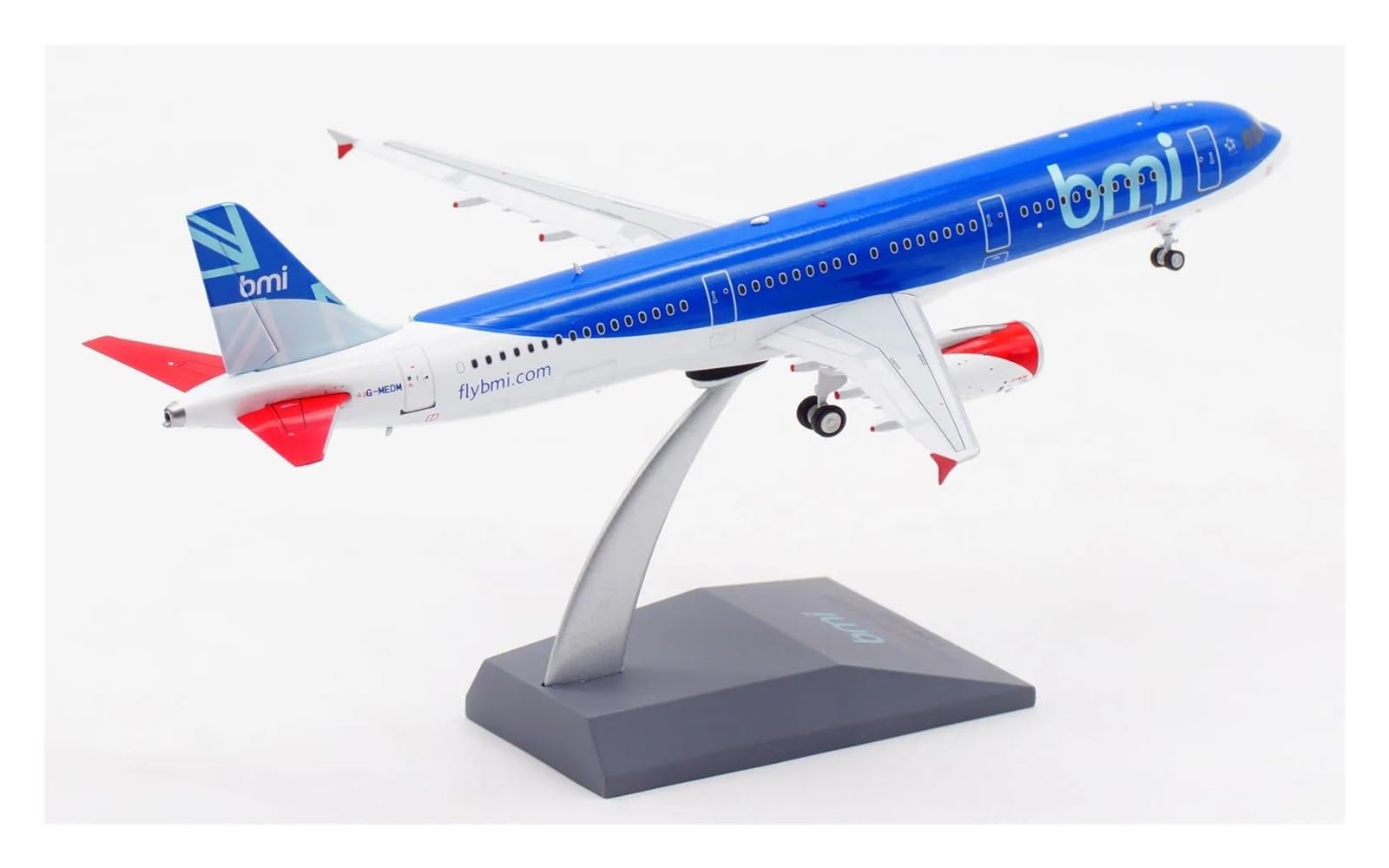 A321 modèle d'avion moulé sous pression Inflight 1:200 BMI Airlines G-MEDM avec support expo