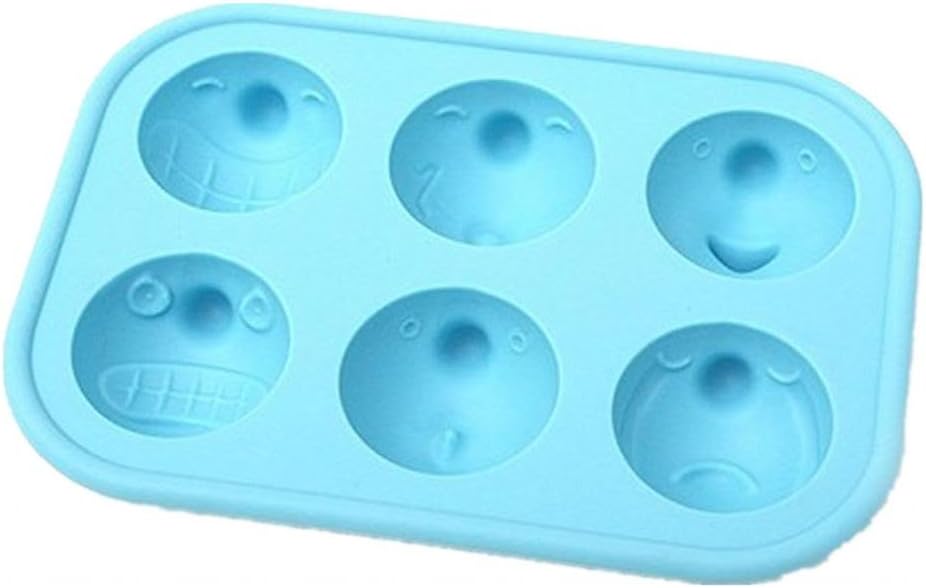 HenWa Silicone Face Expressions Freezer Ice Cube Tray Mold Maker, Blue