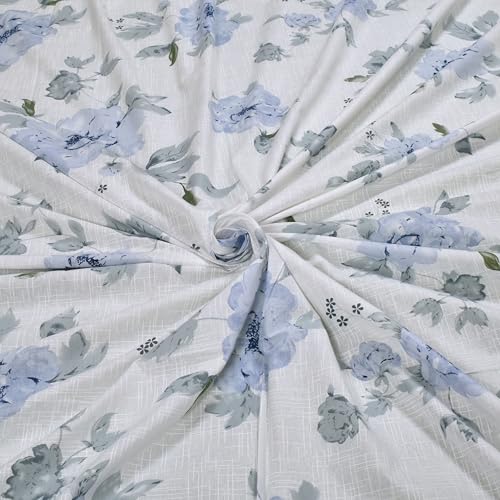 Image of Huesland by Ahmedabad Cotton 144 TC Double Bedsheet Cotton with 2 Pillow Covers | White, Powder Blue & Grey