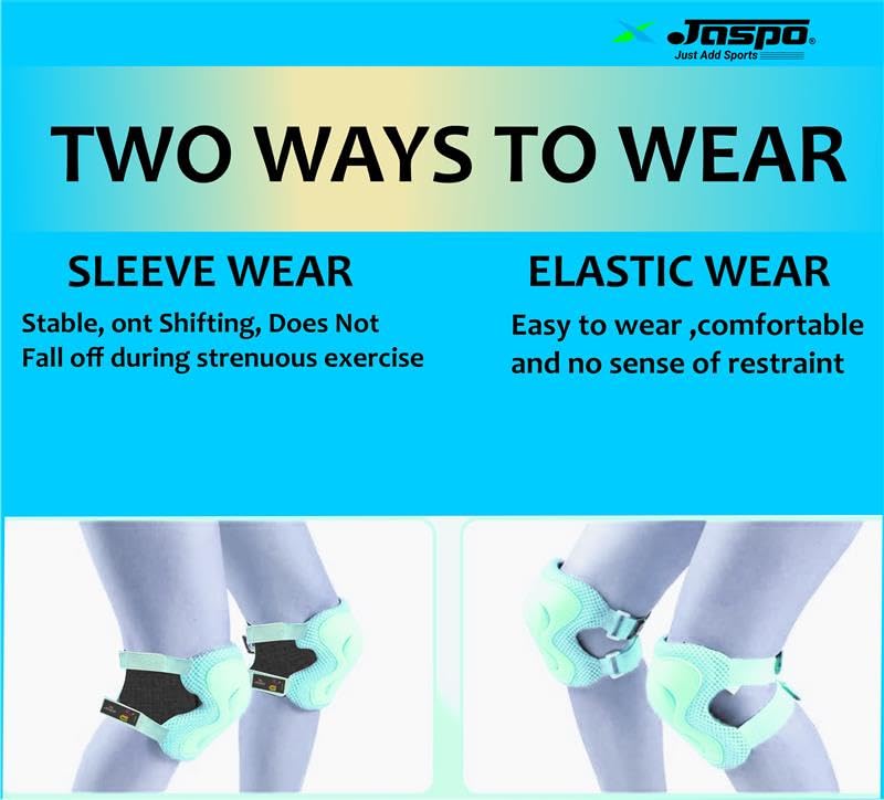 Image of Jaspo Secure Hybrid Protective Gear Set - Knee, Elbow, and Wrist Guards with HDPE Shell, Polyester Mesh, EVA Foam & Soft PU Cushioning for Skating, Cycling