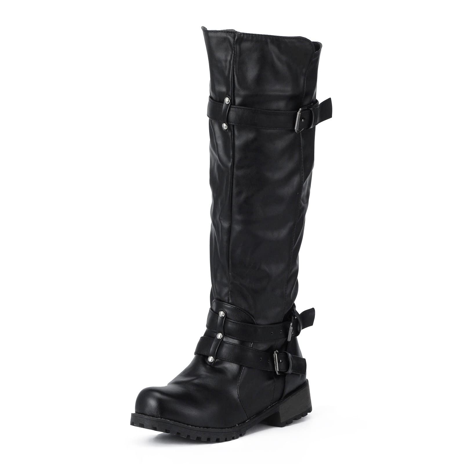 Botas de Invierno Mujer Botas para Mujeres Retro Chunky Heel Boots Knee Hign Boots de Mujeres