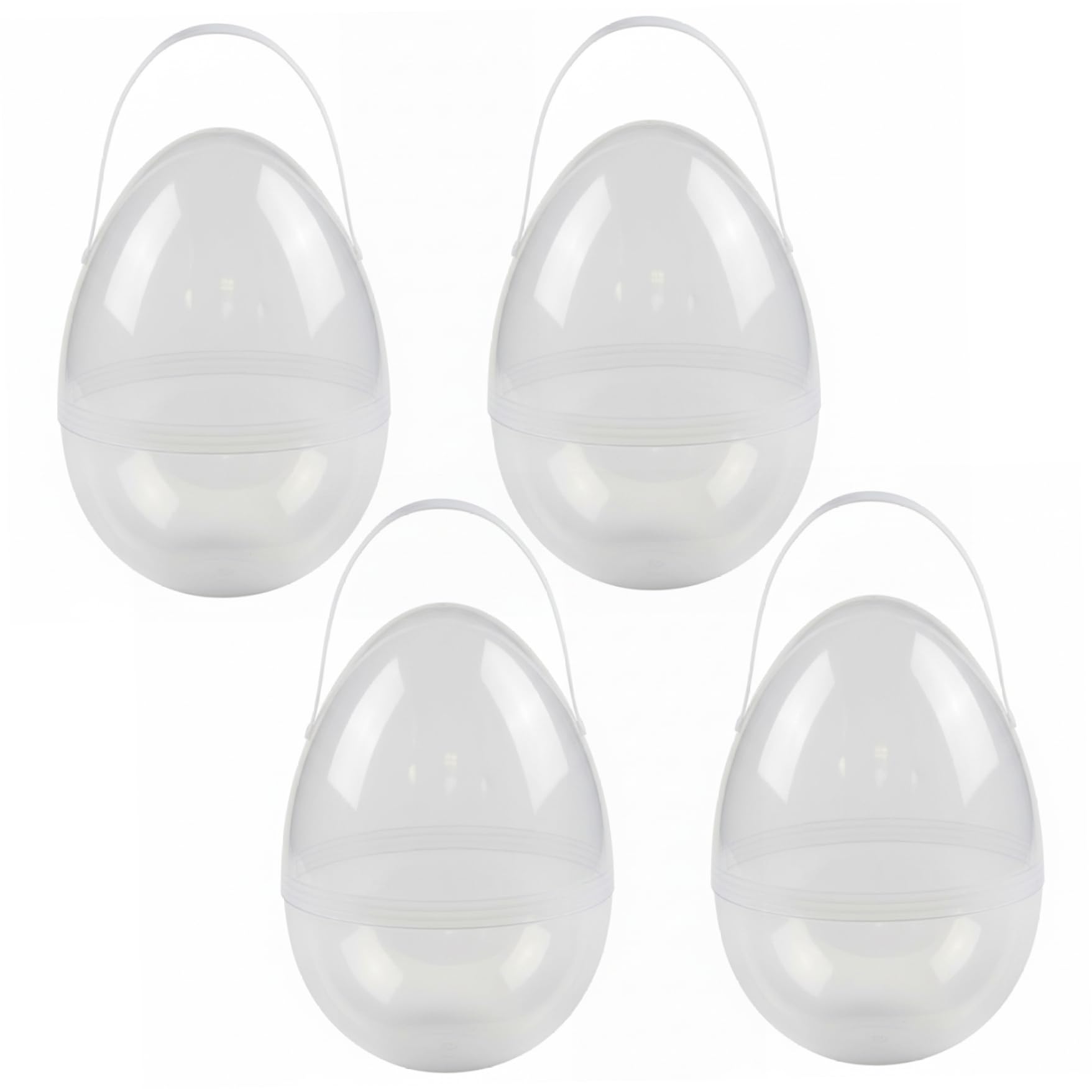 Tsawntd 4-Pack Giant Easter Egg, 25cm Large Clear Easter Eggs with Handles for DIY Crafts, Party Favors & Toy Storage Clear Eggs Giant Plastic Egg Basket