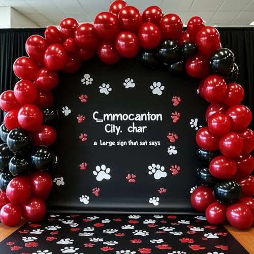 Image of RUBFAC 129pcs Ruby Red Balloon Arch Kit, Different Sizes 18 12 10 5 Inches Cherry Red Burgundy Balloons for Garland Birthday Wedding Party Decorations